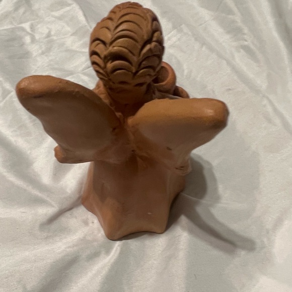 Vintage Clay Angel Figurine Candle Holder 6.5 “ Tall - Picture 5 of 6